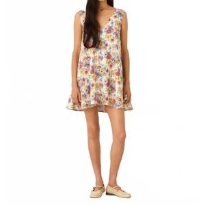 NEW ALIX OF BOHEMIA soleil wildflower linen mini dress in multi white